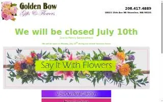 Golden Bow Gifts and Flowers of Edmonds website