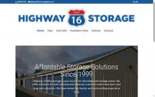 Highway 16 Mini Storage website