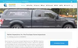 Rainier Inspections, Inc. of Kenmore website