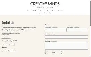 Creative Minds Dance Studio website