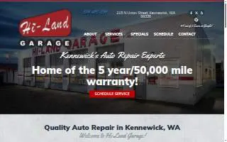 Hi-Land Garage website