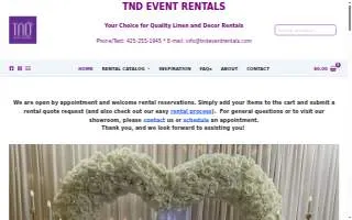 TND Event Rentals and Supplies of Kent website