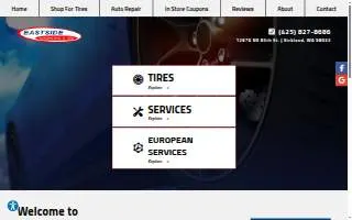 Eastside Automotive & Tire website