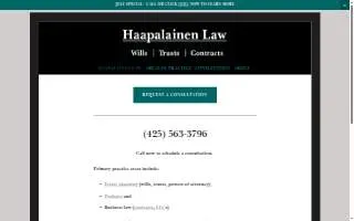 Haapalainen Law, PLLC of Lake Stickney website