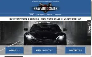 H&W Auto Sales website