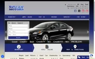 Maple Leaf Motors Spanaway website