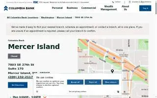 Columbia Bank of Mercer Island website