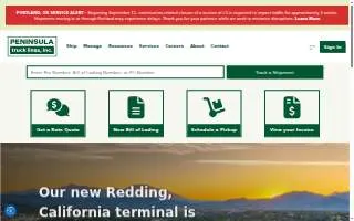 Peninsula Truck Lines, Inc. of Mountlake Terrace website