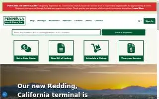 Peninsula Truck Lines, Inc. website