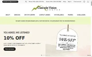 Cascade Vision Center website