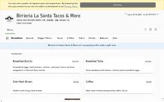 Birrieria La Santa Tacos & More website