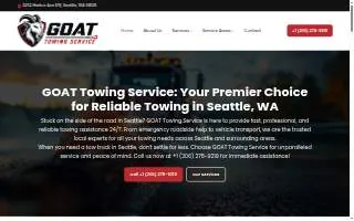 GOAT Towing Service website
