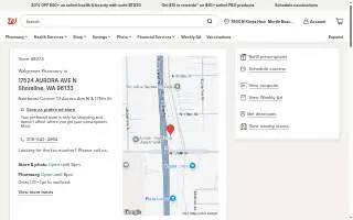 Walgreens Pharmacy of Shoreline website