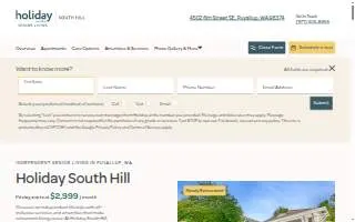 Holiday South Hill website