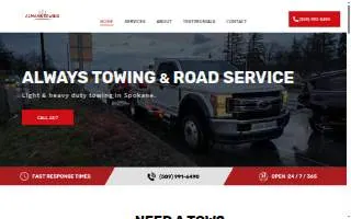 Always Towing & Road Service LLC of Spokane Valley website