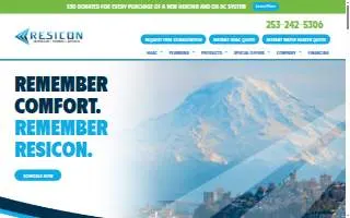 Resicon Heating and Air, Plumbing & Electrical of University Place website