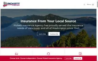 Pickett Insurance Agency website