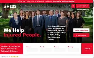 Hess Injury Law of Walla Walla website