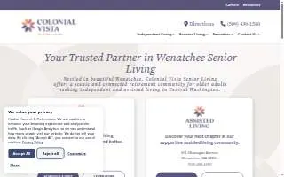 Colonial Vista Senior Living of Wenatchee website
