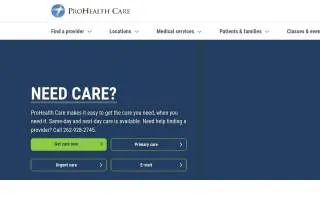 ProHealth Care's Rehabilitation Services Brookfield website
