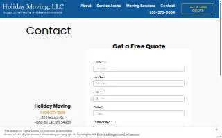 Holiday Moving website