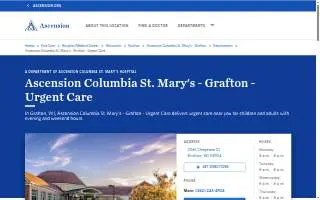 Ascension Columbia St. Mary's - Grafton - Urgent Care website