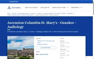 Ascension Columbia St. Mary's - Ozaukee - Audiology of Mequon website