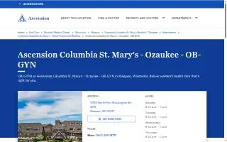 Ascension Columbia St. Mary's - Ozaukee - OB-GYN website