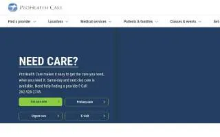 ProHealth Care's Rehabilitation Services Muskego website