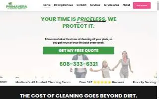 Primavera Cleaning Service of Pleasant Prairie website