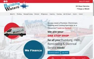 Building Waters Plumbing, Heating, Cooling, Electrical and Remodeling website