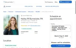 Hailey M. Burmeister, PA website