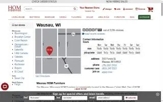 HOM Furniture of Wausau website