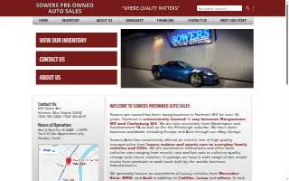 Sowers Pre-Owned Auto Sales website