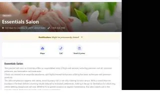 Essentials Salon of Columbia website