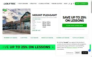 GOLFTEC Mount Pleasant website