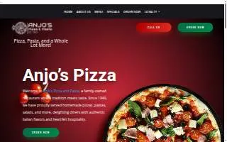 Anjo's Pizza & Pasta website