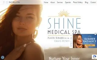 Shine Medical Spa by Plastic Surgery of the Carolinas website
