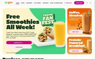 Tropical Smoothie Cafe of Birmingham website