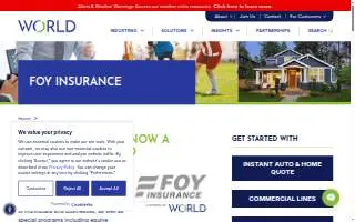 Foy Insurance, A Division of World website