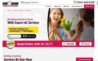 One Hour Heating & Air Conditioning® of Wilmington De website
