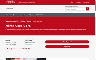 MD Now Urgent Care - North Cape Coral website