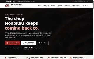 A-1 Auto Repair of Honolulu website