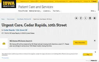 UI Health Care - Urgent Care of Cedar Rapids website