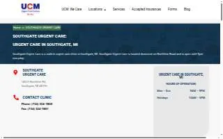 Southgate Urgent Care website