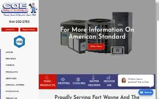Coe Heating & Air Conditioning website
