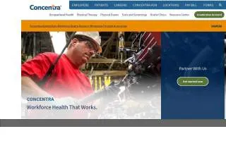 Concentra Urgent Care website