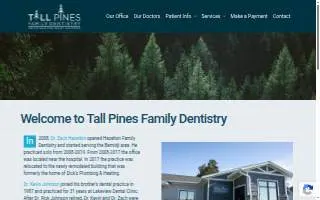 Tall Pines Family Dentistry website