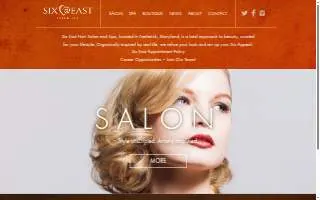 Six East Salon and Spa website