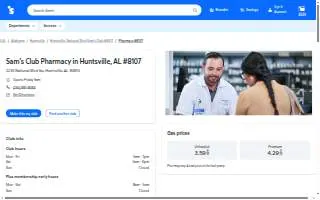 Sam's Club Pharmacy of Huntsville website